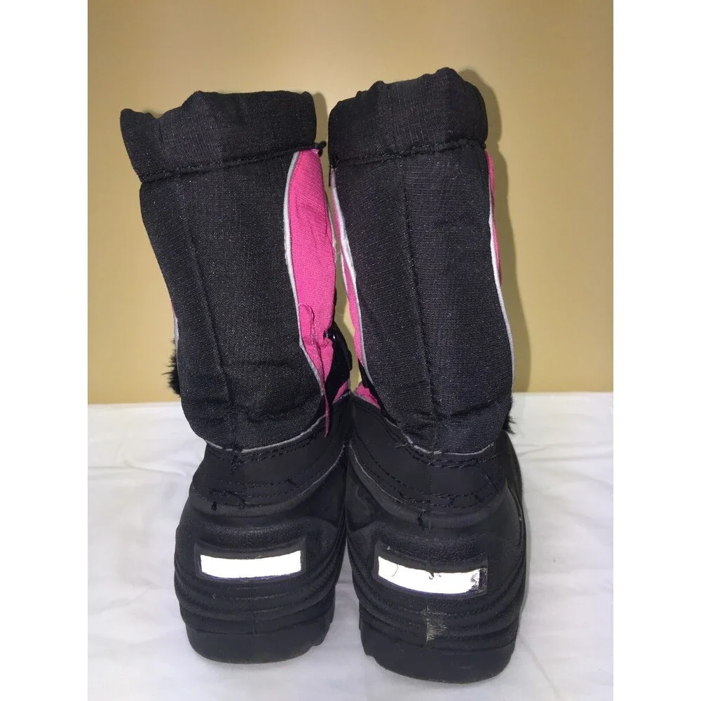 Tornesi winter boots pink/black slip on/ youth size 5 pre-owned